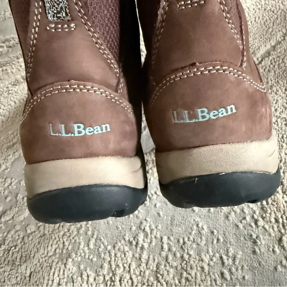 L.L.Bean Storm Chaser winter boots brown leather primaloft side zip waterproof 7